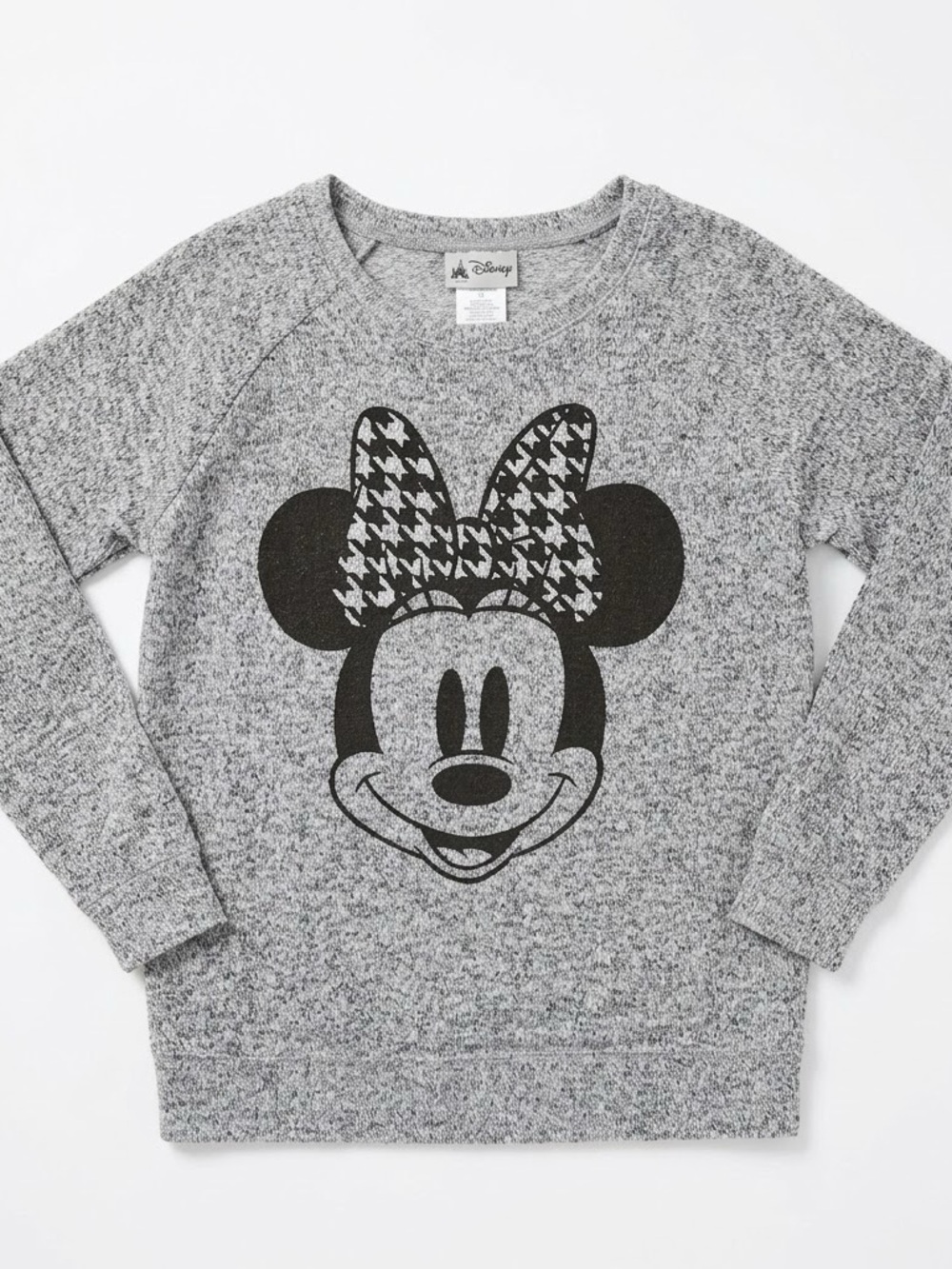 Disney Parks Minnie Mouse Houndstooth Bow Gray Sweater Sz S